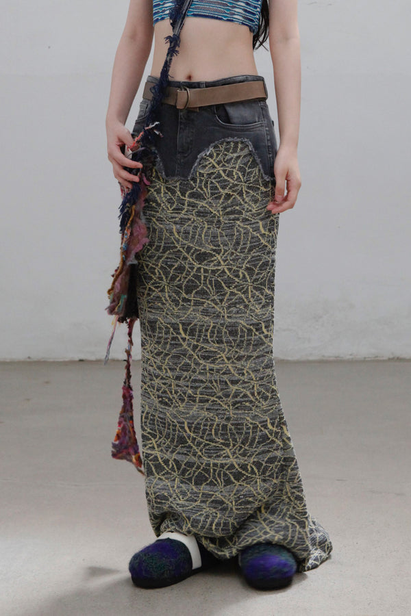 Vitelli Enigma Jacquard + Denim Mermaid Skirt SS23_D45_F10MPK_J8 Yellow Mix